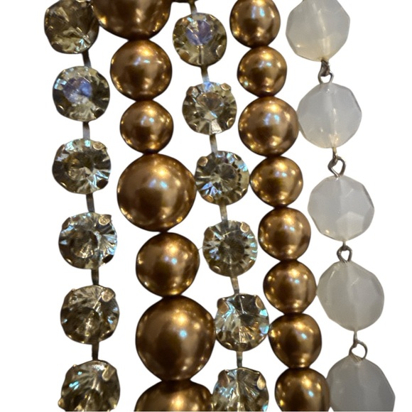 Lydell NYC Y2K Multi-Strand Gold Beaded Crystal Statement Necklace - Picture 4 of 4